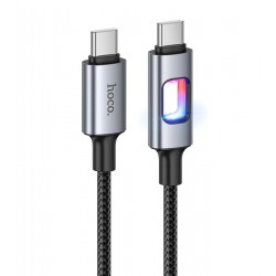 Кабель Type-C - Type-C, Hoco U144 New PD charging data, 60Вт, 1.2 метр, с LED индикатором, черный