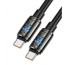 Кабель Type-C - Type-C, Hoco U143 Joy PD charging data, 240Вт, 1.2 метр, с LED индикатором, черный