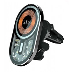 Автотримач XYJ T10 Transparent Magnetic, бездротова зарядка 15 Вт (прозоро-чорний)