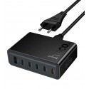Зарядний пристрій Hoco C150A Modern PD, 6 портів (USB + 5 Type-C), 45 Вт/3 А, PD/QC (чорний)
