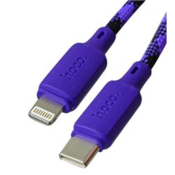 Кабель Type-C - Lightning, Hoco X116 Meridian PD charging data, тканевый, 27Вт, 1 метр, фиолетовый