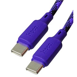 Кабель Type-C - Type-C, Hoco X116 Meridian PD charging data, тканевый, 60Вт, 3А, 1 метр, фиолетовый