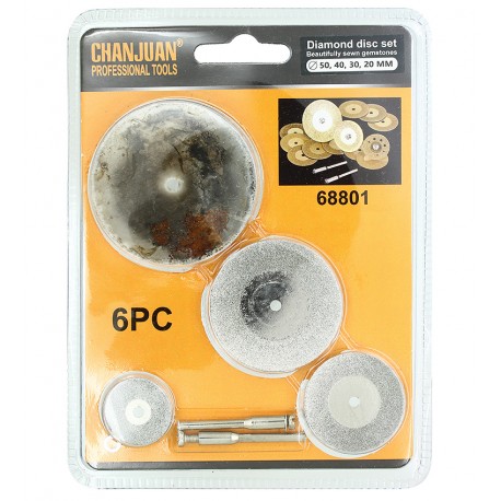 Набір відрізних алмазних дисків для гравера (міні-дрилі) 4 шт + оправка Ø20–50 мм УЦІНКА! 1 диск без напилення