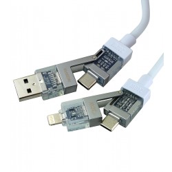 Кабель 4-в-1 USB + Type-C → Lightning + Type-C Remax CB18 Radiance 240 Вт, 1.2 м, чорний