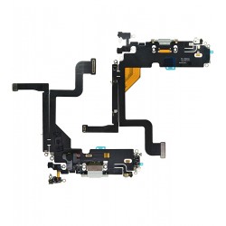 Шлейф для Apple iPhone 13 Pro, конектора зарядки, сірий, з компонентами, з мікрофоном, Original (PRC), Lightning для Apple