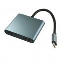 Адаптер перехідник Type-C - 2 HDMI, grey