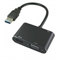Адаптер перехідник USB to HDMI - VGA, чорний