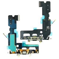 Шлейф для Apple iPhone 7 Plus конектора навушників + зарядки, чорний, з компонентами, High quality