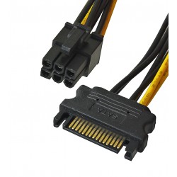 Кабель для відеокарт (SATA 15pin - 6pin живлення карти), 15 см