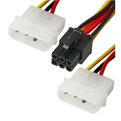 Кабель для відеокарт (6pin - 2×PCI-E Molex), 15 см