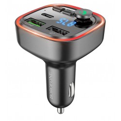 Автомобильное зарядное устройство Borofone BC48 Bluetooth с FM модулятором (Type-C, 2USB QC3.0, USB, TF card), черный