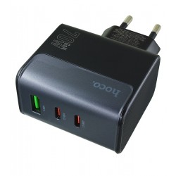 Зарядное устройство Hoco CS75A, 70Вт, 2 Type-C PD, USB QC, с Type-C - Type-C кабелем, черное