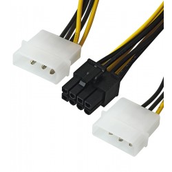 Кабель для відеокарт (8pin - 2×PCI-E Molex), 15 см