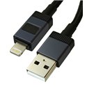 Кабель Lightning - USB, Hoco X118, 1 м, 2,4А, в тканевой оплетке, с дисплеем, черный