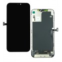 Дисплей для Apple iPhone 12 Pro Max, черный, с рамкой, High Quality, без микросхемы, с пластиками камеры и датчика приближения, (OLED), GX OEM hard