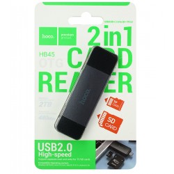 Картридер Hoco HB45 Spirit 2-in-1 USB/Type-C 2.0 card reader HB45 |480Mbps, 2TB Max| (metal-grey)