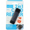 Картрідер Hoco HB45 Spirit 2-in-1 USB/Type-C 3.0 card reader HB45 5Gbps, 2TB Max (metal-grey)