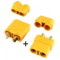 Разъем питания силовой Amass XT90 для подключения аккумуляторов, штекер + гнездо