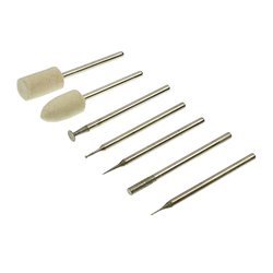 Набір насадок для бормашини QianLi 7 pcs Kit, повстяні шарошки циліндр, конус, алмазні фрези A2.5mm, A0.6mm, K1.0mm, K4.0mm, D0.1mm