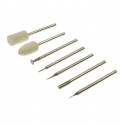 Набор насадок для бормашины QianLi 7 pcs Kit, войлочные шарошки цилиндр, конус, алмазные фрезы A2.5mm, A0.6mm, K1.0mm, K4.0mm, D0.1mm