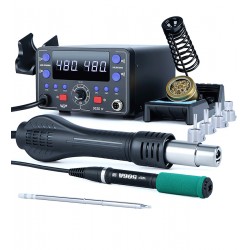 Паяльная станция прецизионная WEP 902D-IV, паяльник T12, 3 канала памяти, 200C - 480C, фен, 3 канала памяти, 100C - 480C, 775W