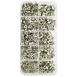 Набор никелированных гаек M2-M6 шестигранные 655шт