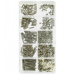 Набор никелированного крепежа М2 винт потай. PH, гайка, шайба, гровер 660шт