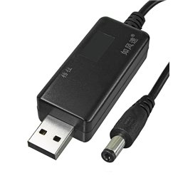 Кабель питания USB-DC от Power bank с регулируемым повышающим преобразователем от 5V до 12V, 5.5x2.1мм, универсальный