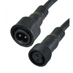 Разъемы питания водонепроницаемые M18, 2pin, IP67, (штекер+гнездо) с кабелем 2х0.75мм.кв., 20AWG, черный