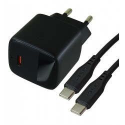 Зарядное устройство Acefast GaN A115 PD30W с LED дисплеем (Черный) с кабелем Type-C - Type-C