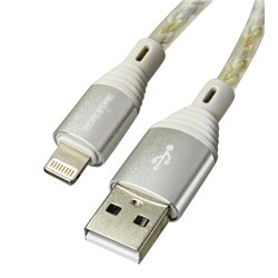 Кабель Lightning - USB, Borofone BX96, 1 метр, 2,4А, силиконовый, прозрачный