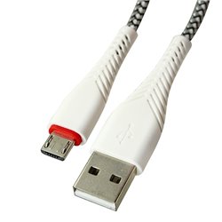 Кабель Micro-USB - USB, Borofone BX25, 1 м, 2,4А, в тканевой оплетке, белый