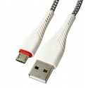 Кабель Micro-USB - USB, Borofone BX25, 1 м, 2,4А, в тканевой оплетке, белый