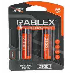 Акумуляторна батарейка Rablex Rechargable R6 AA, 2100мАг, 2шт у блістері