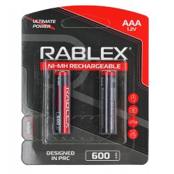 Акумуляторна батарейка Rablex Rechargeable R03 AAA 600 мАг, 2 шт