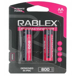 Акумуляторна батарейка Rablex Rechargeable R6 AA 800 мАг, 2 шт