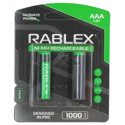 Аккумуляторная батарейка Rablex Rechargable R03 AAA 1000 мАч, 2 шт