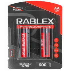Акумуляторна батарейка Rablex Rechargeable R6 AA 600 мАг, 2 шт