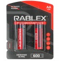 Аккумуляторная батарейка Rablex Rechargable R6 AA 600 мАч, 2 шт