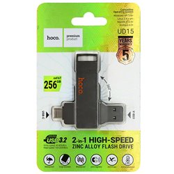 Флешка 256 ГБ Hoco UD15, Type-C / USB 3.2, metal gray