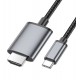 Кабель Type-C - HDMI, Hoco UA27, 2 метра, metal gray, переходник