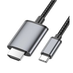 Кабель Type-C - HDMI, Hoco UA27, 2 метра, metal gray, переходник