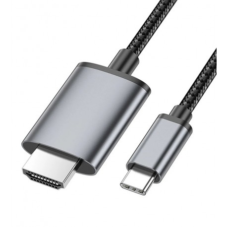 Кабель Type-C - HDMI, Hoco UA27, 2 метра, metal gray, переходник