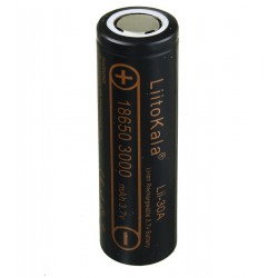 Аккумулятор 18650 LiitoKala Lii-30A ICR, без защиты, 10А, (Li-ion 3.7V 3000 мАч)