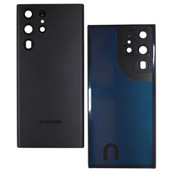 Задняя панель корпуса для Samsung S908 Galaxy S22 Ultra 5G, черный, с компонентами, со стеклом камеры, оригинал (PRC)