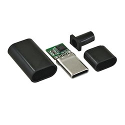 Комплект штекеров USB Type-C 2pin в корпусе PD 100W 20V 5A чорний