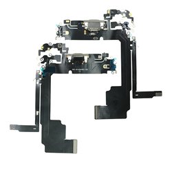 Шлейф для Apple iPhone 15 Pro Max, коннектора зарядки, серый, с микрофоном, High quality, Natural Titanium