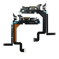 Шлейф для Apple iPhone 14 Pro Max, коннектор зарядки, золотой, с компонентами, с микрофоном, High Quality