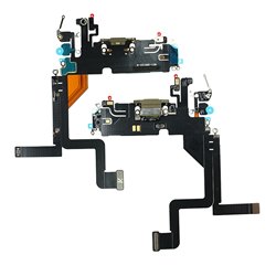 Шлейф для Apple iPhone 14 Pro, коннектор зарядки, золотой, с компонентами, с микрофоном, High Quality