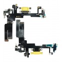 Шлейф для Apple iPhone 14, конектора зарядки, жовтий, з мікрофоном, High Quality